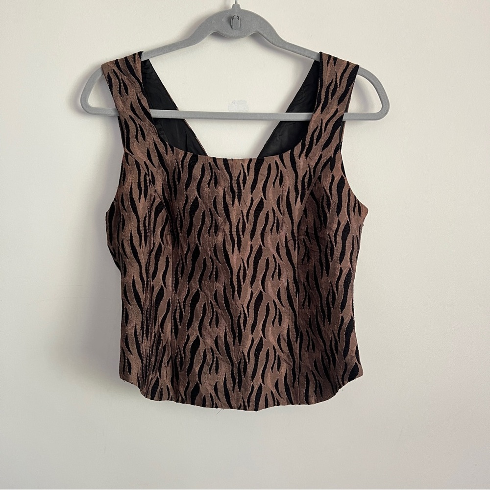 Vintage Y2K Lace Up Animal Print Sleeveless Top Bee Collection Size 40 Glam Y2K